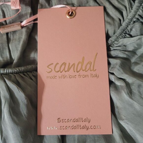 Scandal Italy Silk Maxi Dress New Laurie Sage Green Whimsical Boho Ethereal $178 - Picture 4 of 8